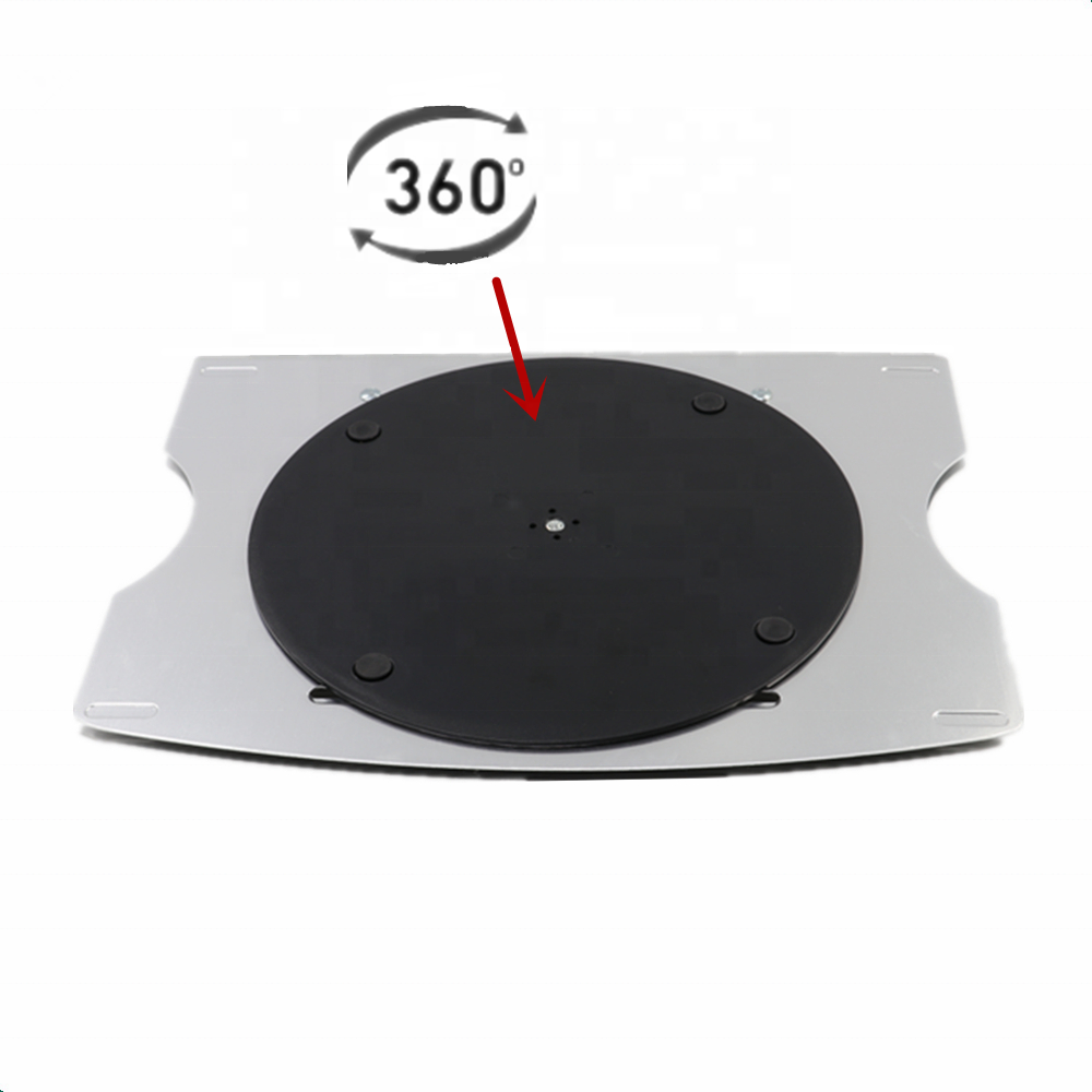 Aluminum laptop stand with laptop showing universal size compatibility