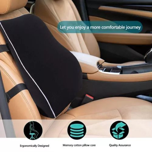 Lumbar support pillow attached to car seat for driving comfort