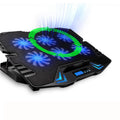 ICE COOREL 6-fan RGB laptop cooling pad with gaming laptop
