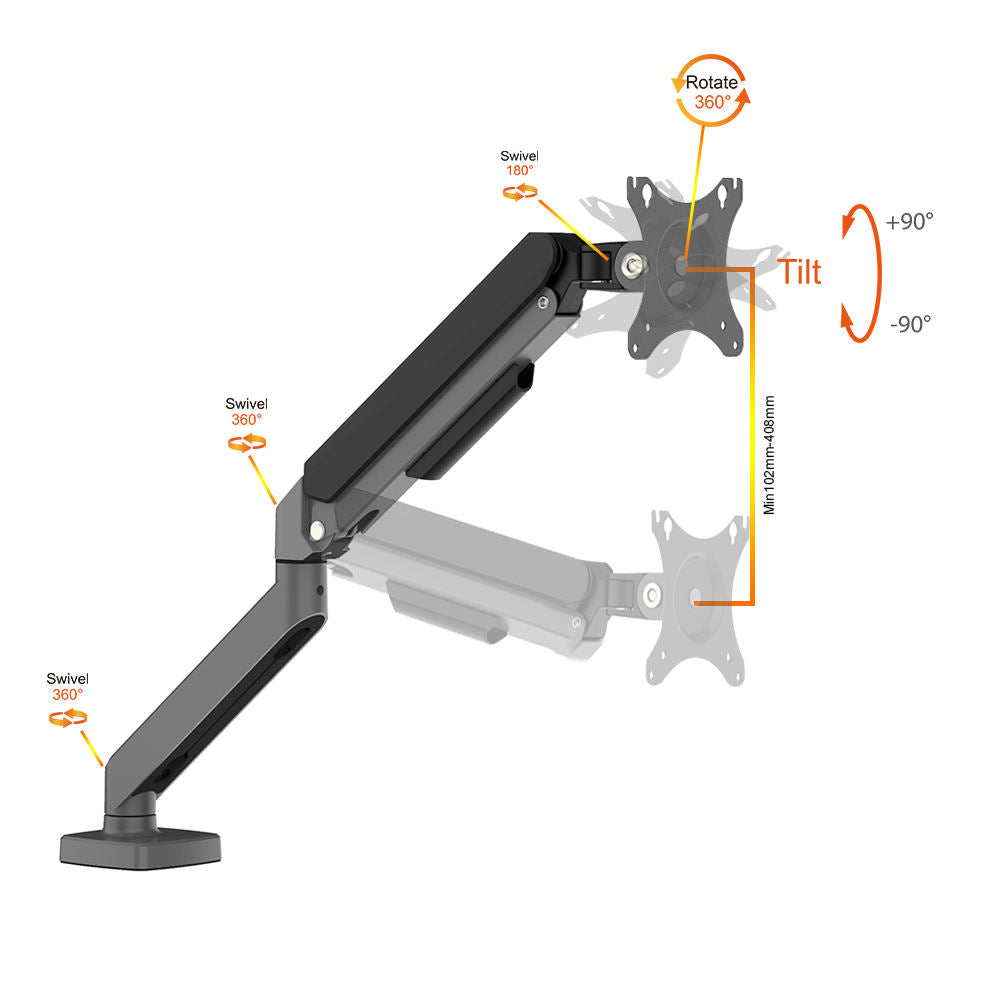 Full CHARMOUNT monitor arm product kit with mounting hardware
