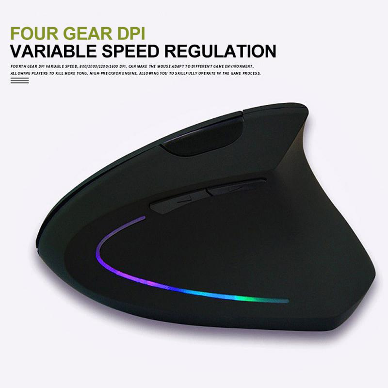 Ergonomic vertical mouse side view showing sculpted button layout