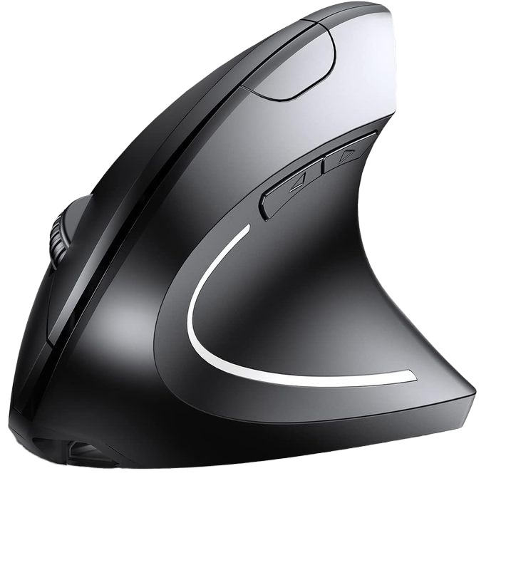 Ergonomic vertical wireless mouse with 60-degree tilt angle front view